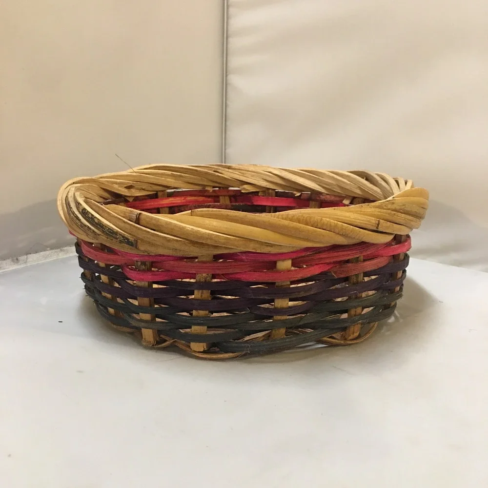 Handmade Woven Basket Home Decor Multi-Color Round Wicker Philippines Rustic